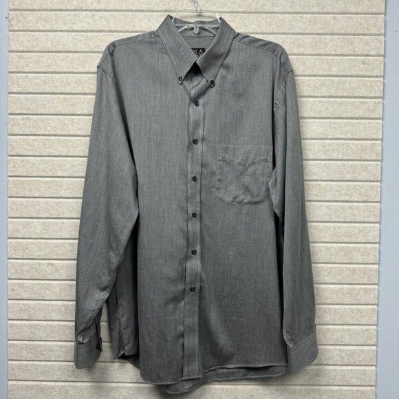 Other - Jos A Bank Traveler Tailored Fit Gray Chambray Oxford Dress Shirt Men’s L